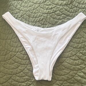 Aerie White Cheekiest Textured Swim Bottom - Size Medium